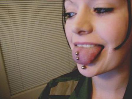 Beautiful young girl shows her labret and tongue piercings tongue-piercing-9