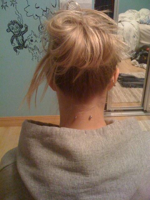 Nape-piercing. This piercing picture was submitted by Joce.