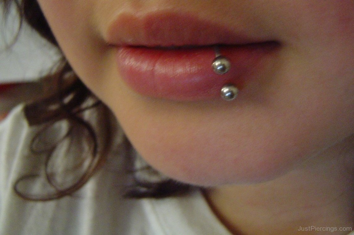 Cute Lip Piercing with Circular Barbell