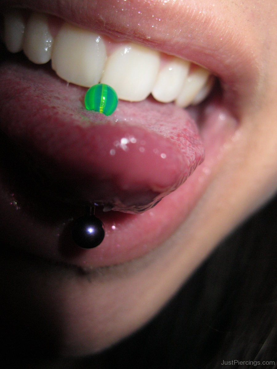 Women Tongue Piercing