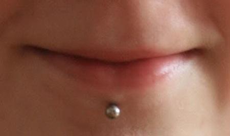Close Look Of Labret Piercing