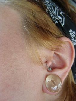 Blonde With Hair band - Ear Piercings