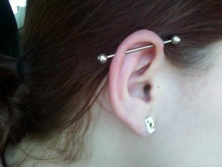  Magnificient Industrial And Lobe Ear Piercings