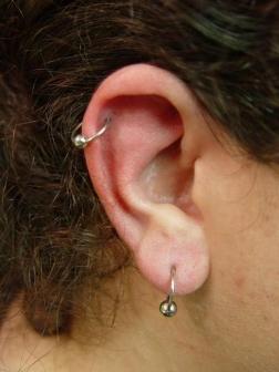 Elegant Helix And Lobe Ear Piercing