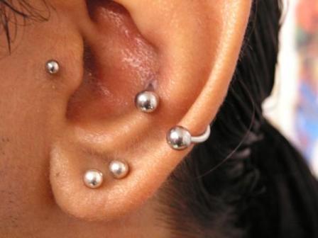 Lobe Tragus and Conch Piercings