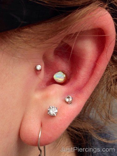 Conch Piercing With 14K Gold