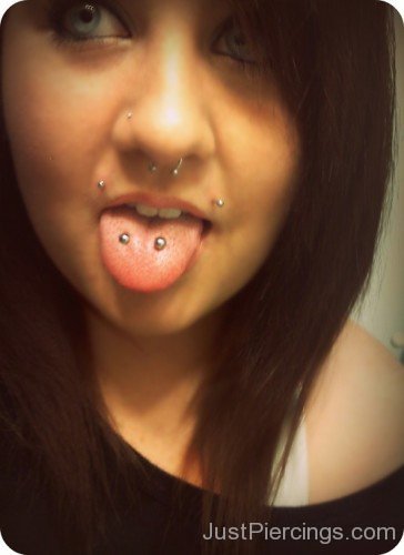 Angel Bite And Double Tongue Piercing