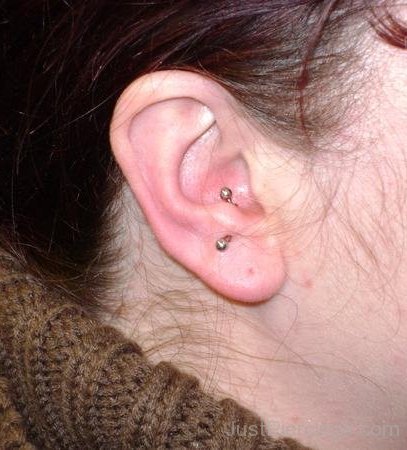 Anti Tragus Piercing With Curved Barbell