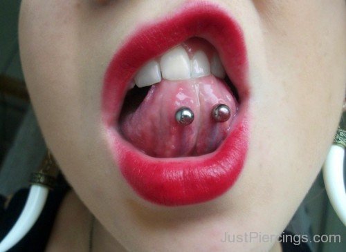 Double Barbell Tongue Piercing