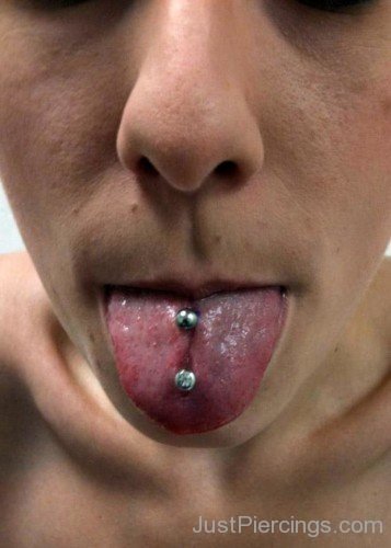 Large Double Tongue Piercing