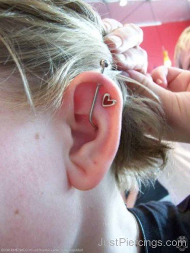 Outer Conch Piercing With Industrial