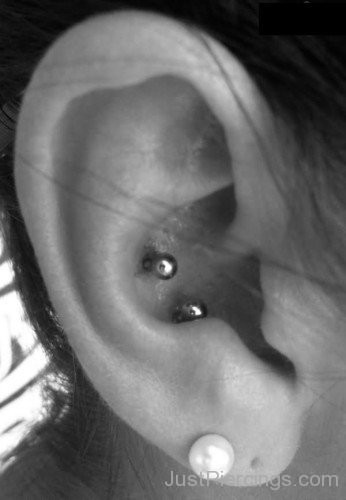 Right Ear Doulble Conch Piercing