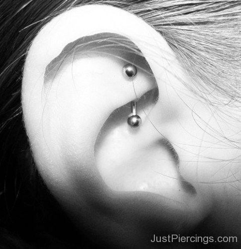 Black And White Rook Piercing