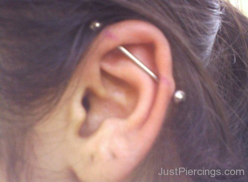 Cool Industrial Piercing For Left Ear
