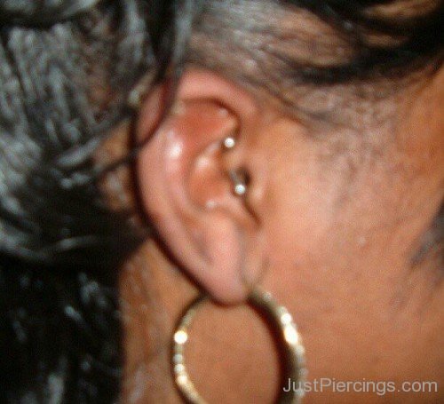 Daith Piercing and Lobe Piercing with Ring