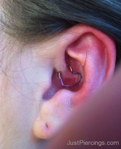 Daith Piercing with Attractive Heart Ring