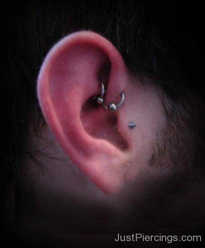 Daith Piercing with Circular Barbell and Tragus Piercing for Ear