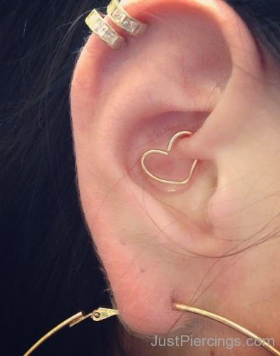 Double Cartilage Daith Ear Heart Piercing