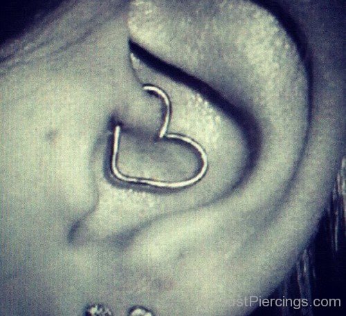 Dual Lobe and Daith Piercing with Heart Ring