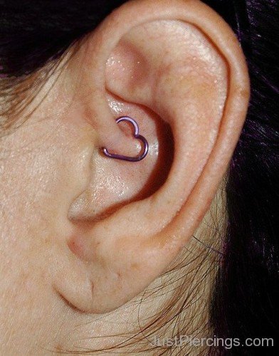 Ear Daith Piercing with Colourful Heart Ring