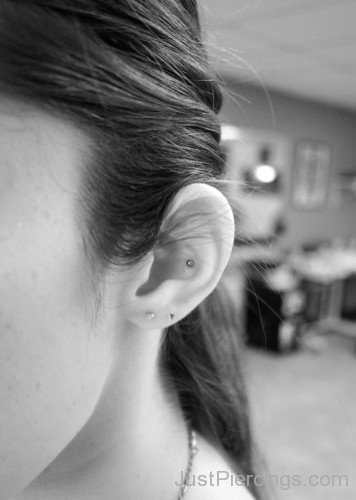 Conch Piercing With Stud