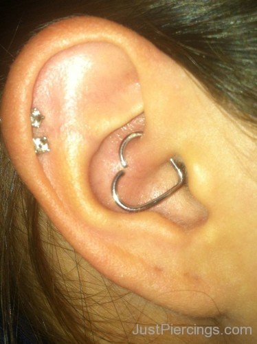 Heart Daith and Helix Piercing