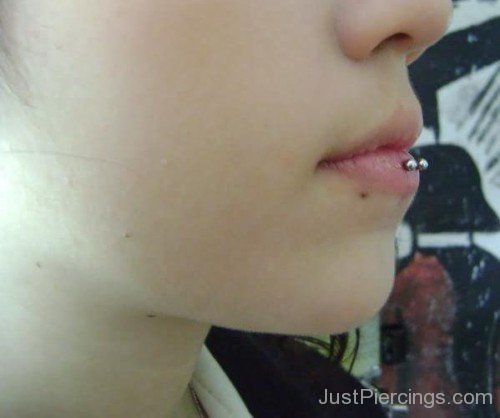 Horizontal Lip Piercing Picture From Side