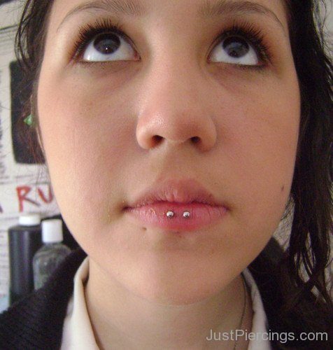 Horizontal Lip Piercings with Cute Girl
