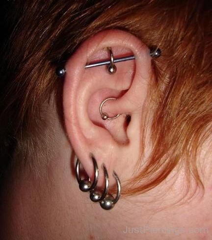 Industrial Daith And Lobe Piercing