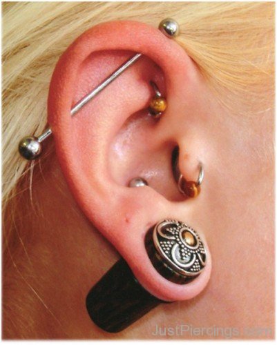 Industrial Tragus and Lobe Piercing