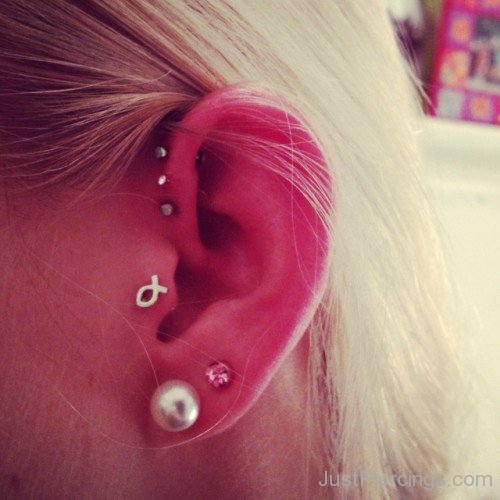 Large Lobe Tragus and Helix Piercing