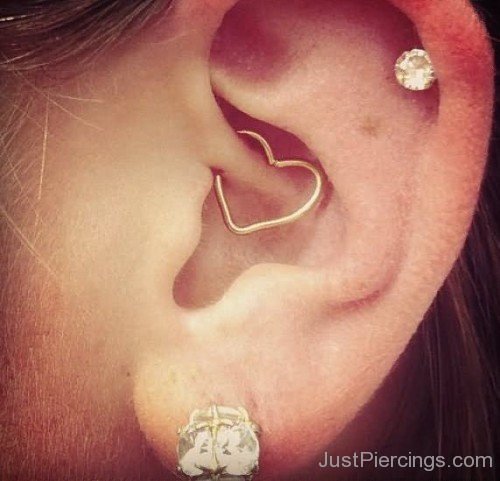 Lobe Cartilage and Daith Heart Piercing