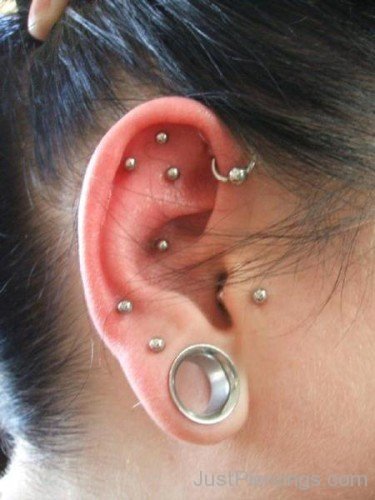 Lobe Helix and Tragus Piercings