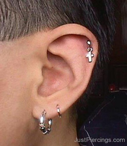 Ring Lobe and Helix Piercings