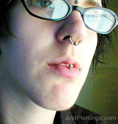 Guy Septum And Labret Piercing