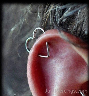 Helix Piercing With Heart