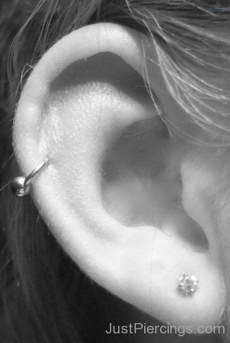 Helix Ring And Lobe Stone Piercing