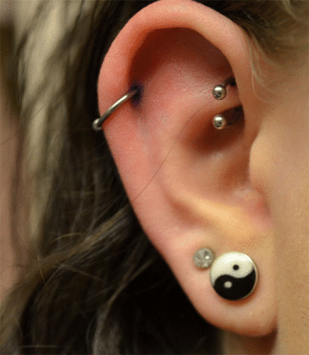 Helix Rook And Lobe Piercing