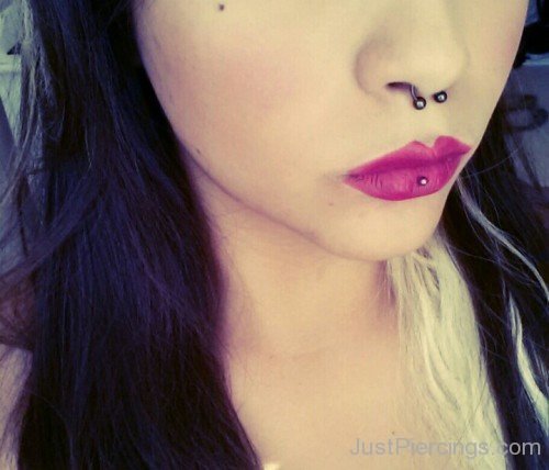 Labret And Septum Piercing