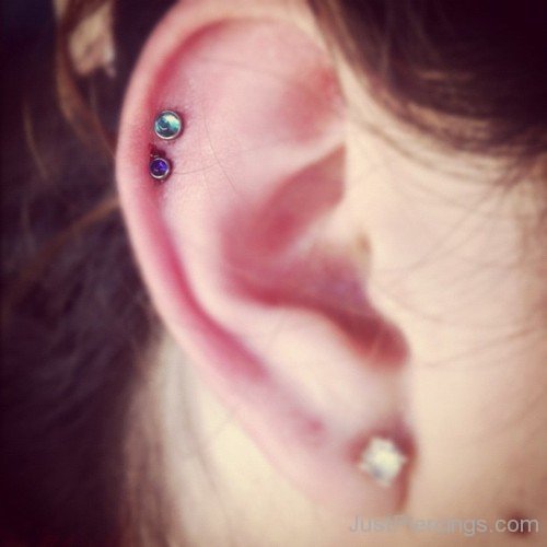 Lobe And Dual Helix Piercing