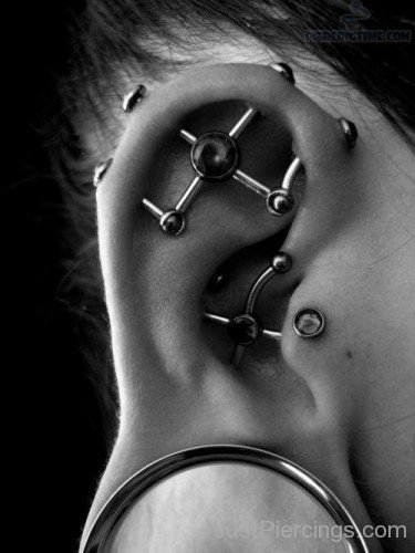 Lobe And Industrial Piercing