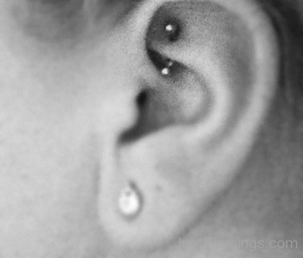 Lobe Stone And Rook Piercing