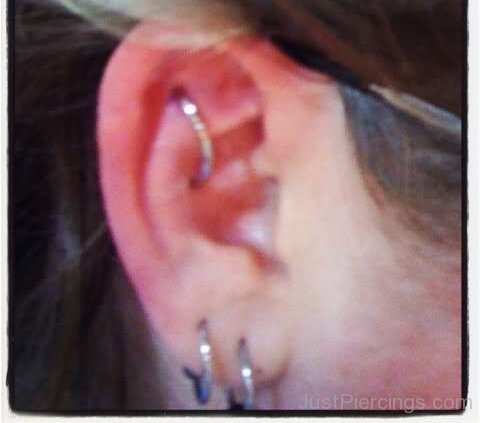 Orbital And Dual Lobe Piercing On Right Ear