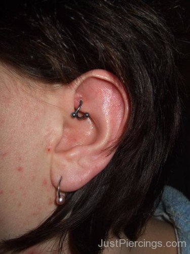 Rook And Helix Lobe Piercing