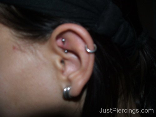 Rook Helix And Lobe Piercing