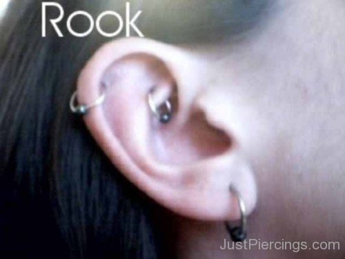 Rook Helix And Lobe Piercing Picture