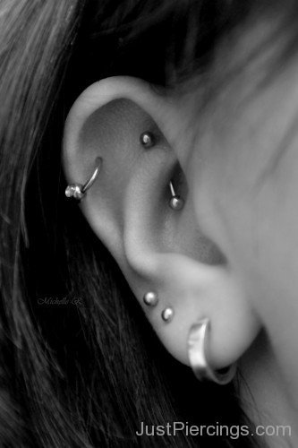 Rook Helix And Lobe Piercing Picture