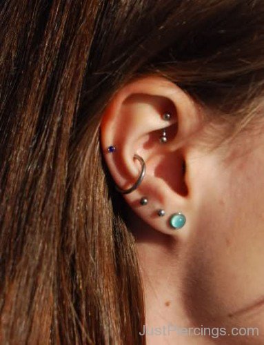 Rook Lobe And Helix Piercing
