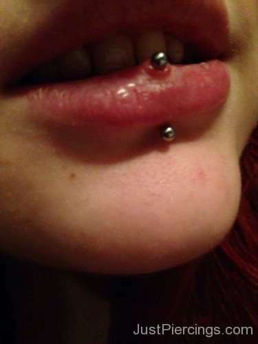 Attractive Girl With Vertical Labret Piercing