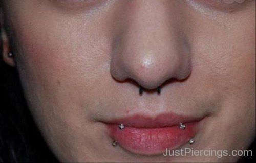 Nose And Vertical Labrets Piercings